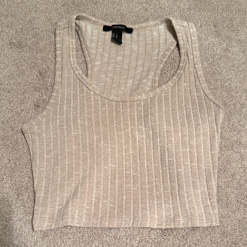 Forever 21 Light Beige Ribbed Crop Top